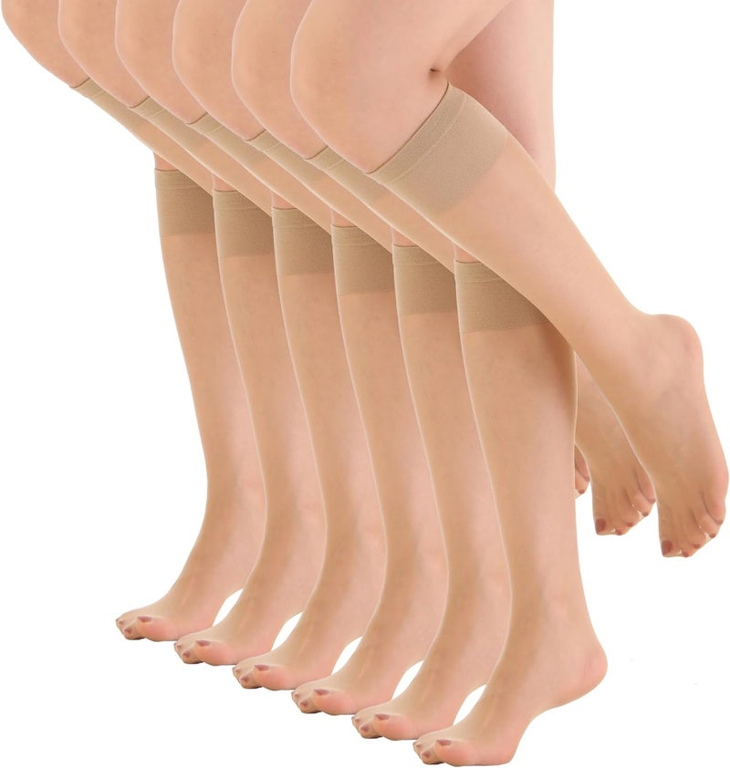 EVERSWE 6 Pairs Women's Sheer Knee High Stockings 15D - Image 1